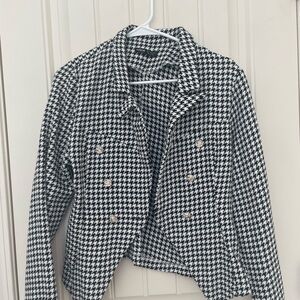 Women's Black and White Houndstooth Jacket